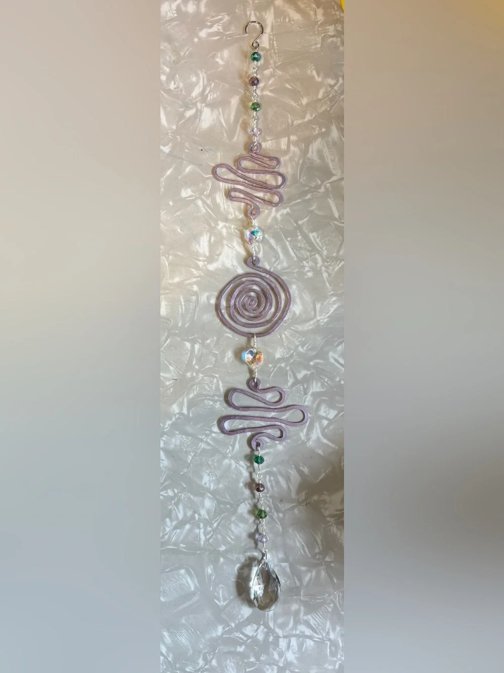 Purple Spiral Crystal Beaded Sun Catcher